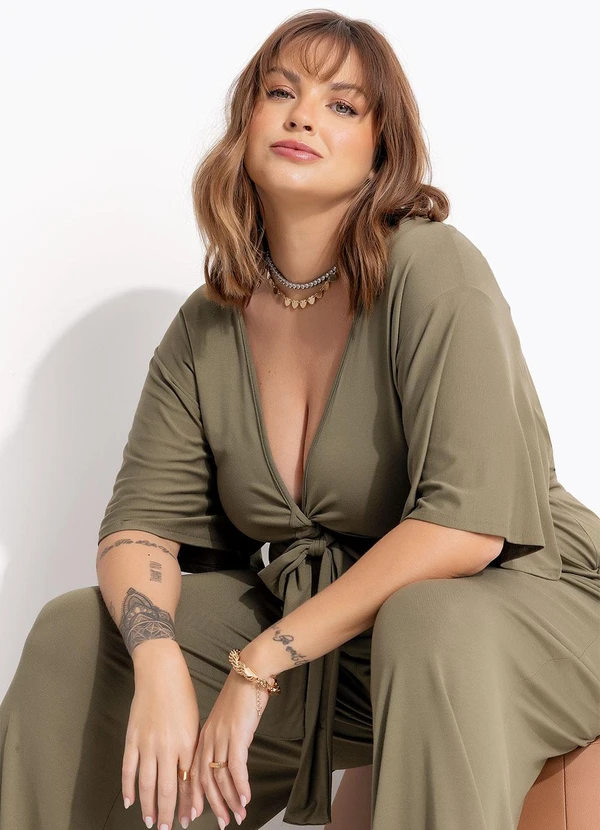 Marguerite - Macacão Verde Oliva em Malha de Viscose 3