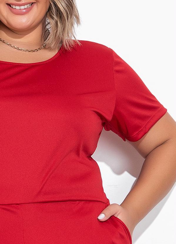 Marguerite - Macacão Vermelho com Bolsos Funcionais Plus Size 4