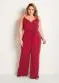 Marguerite - Macacão Preto de Alças e Amarração Plus Size - variação: Vermelho