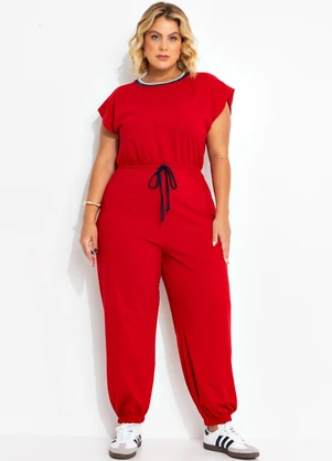 Marguerite - Macacão Vermelho em Malha de Algodão - MARGUERITE