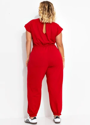 Marguerite - Macacão Vermelho em Malha de Algodão - MARGUERITE