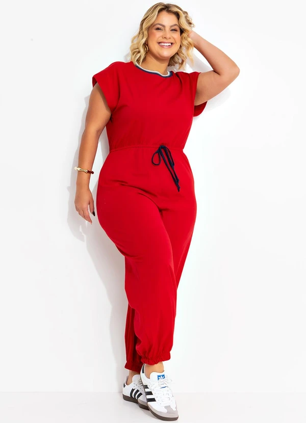 Marguerite - Macacão Vermelho em Malha de Algodão 6