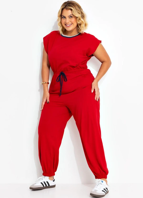 Marguerite - Macacão Vermelho em Malha de Algodão 5