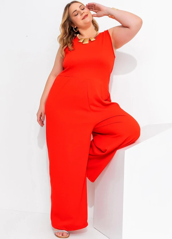 Marguerite - Macacão Vermelho em Malha Rústica. 5