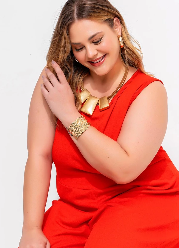 Marguerite - Macacão Vermelho em Malha Rústica. 2