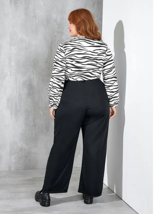 Marguerite - Macacão Zebra e Preto Cropped Plus Size 5