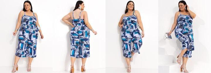 Macaco Azul Marinho em Malha com Elastano