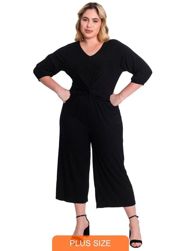 Secret Glam - Macacão Feminino Plus Size Preto