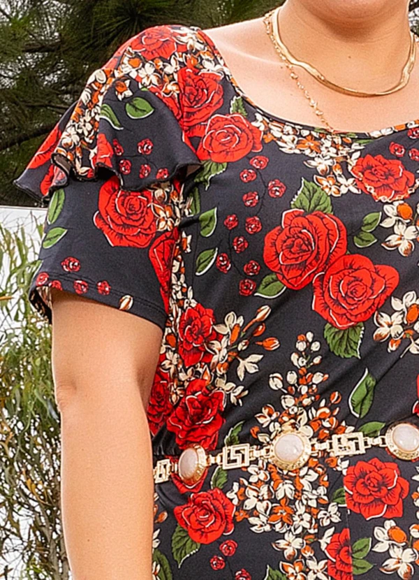 Marguerite - Macacão Floral Preto em Poliflex 1