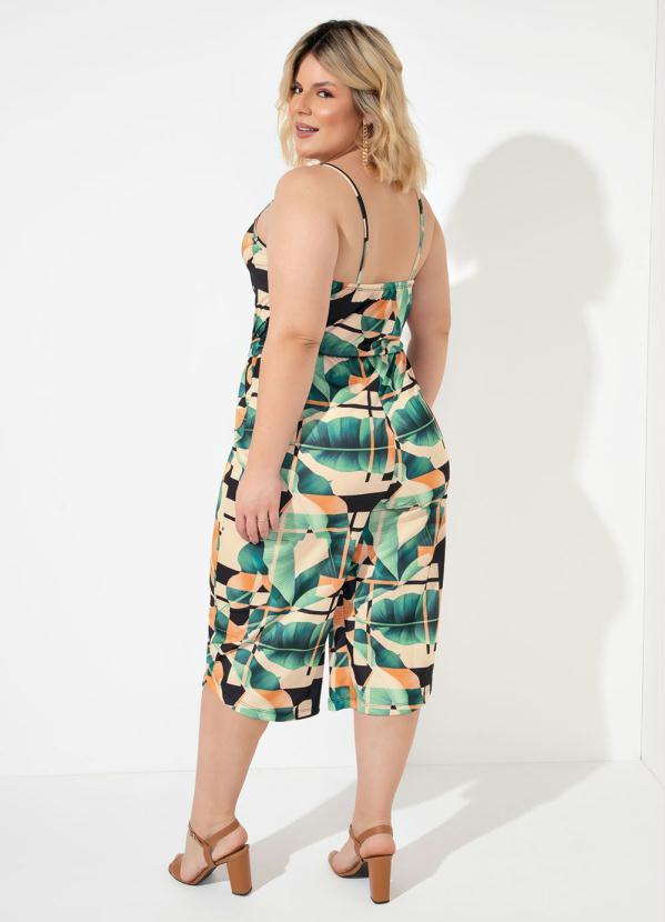 Marguerite - Macacão Folhagem e Geométrico Plus Size 2