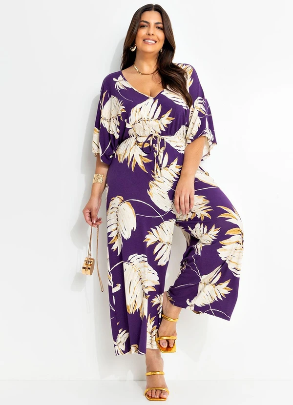 Marguerite - Macacão Folhagem em Malha de Viscose