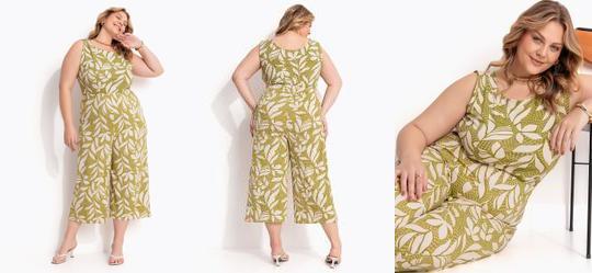 Macaco Folhagem Verde em Malha de Viscose