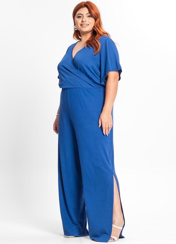 Secret Glam - Macacão Pantalona Feminino Plus Size Azul 3
