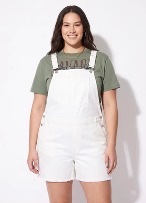 Marguerite - Jardineira Macaquinho Jeans Off White - MARGUERITE