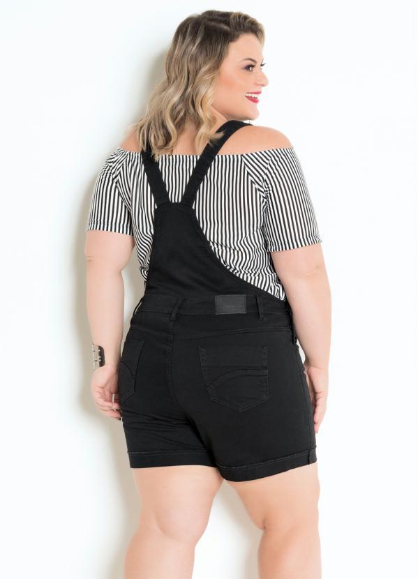 Sawary Jeans - Jardineira Plus Size Preta com Bolsos Sawary 2