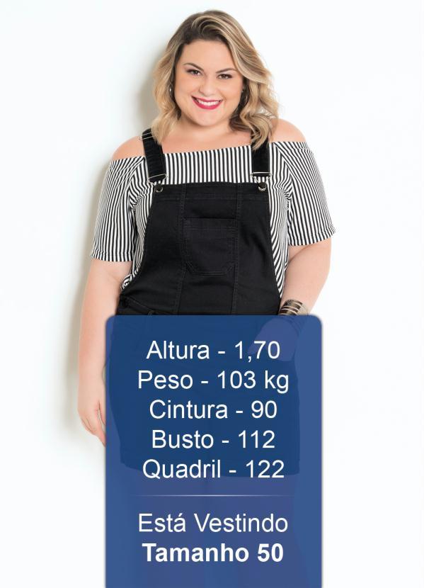 Sawary Jeans - Jardineira Plus Size Preta com Bolsos Sawary 3