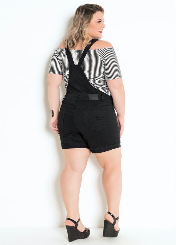 Sawary Jeans - Jardineira Plus Size Preta com Bolsos Sawary 5