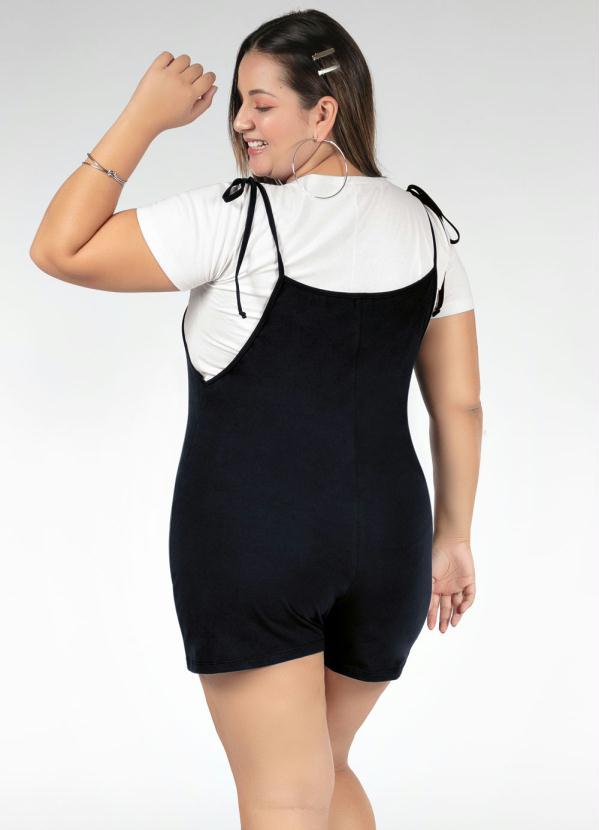 Marguerite - Jardineira Preta com Alças de Amarrar Plus Size 2