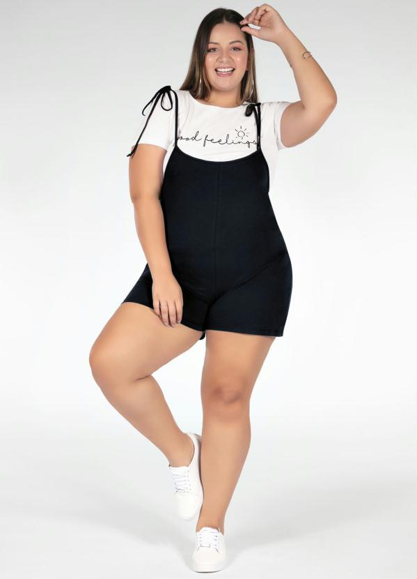 Marguerite - Jardineira Preta com Alças de Amarrar Plus Size 3