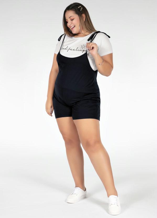 Marguerite - Jardineira Preta com Alças de Amarrar Plus Size 4