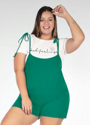 Jardineira (Verde) de Al�as para Amarrar Plus Size