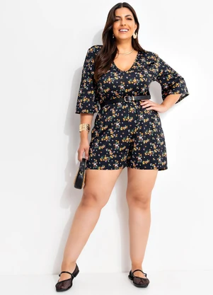 Marguerite - Macacão Floral Miúdo em Malha Fria - MARGUERITE