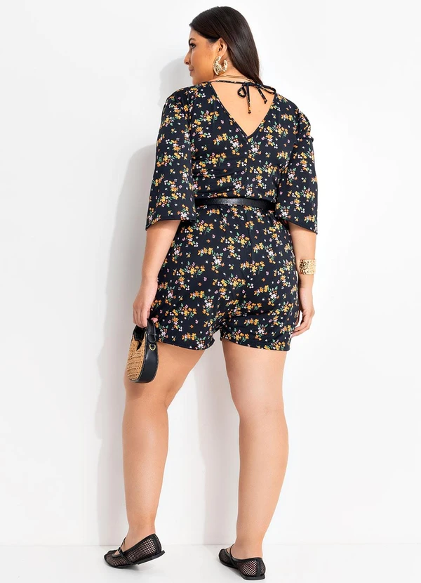 Marguerite - Macacão Floral Miúdo em Malha Fria 2