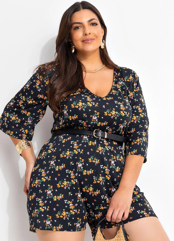 Marguerite - Macacão Floral Miúdo em Malha Fria 3