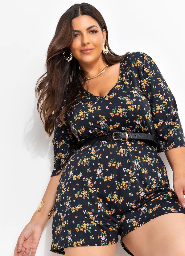 Marguerite - Macacão Floral Miúdo em Malha Fria 5