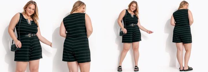 Macaco Listrado Preto e Branco em Malha de Visc