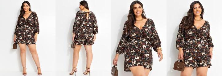 Macaquinho Abstrato em Malha de Viscose