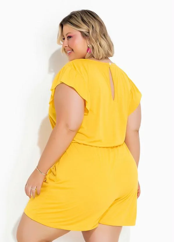 Marguerite - Macaquinho Amarelo com Babado Plus Size 3