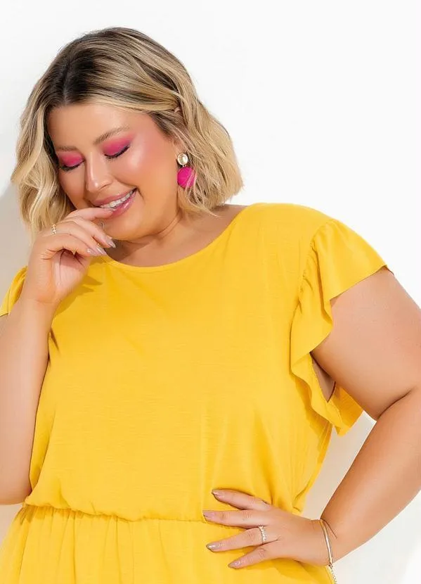 Marguerite - Macaquinho Amarelo com Babado Plus Size 4