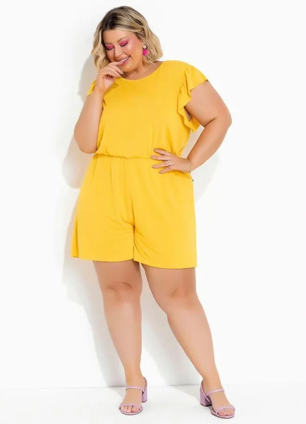 Marguerite - Macaquinho Amarelo com Babado Plus Size 5