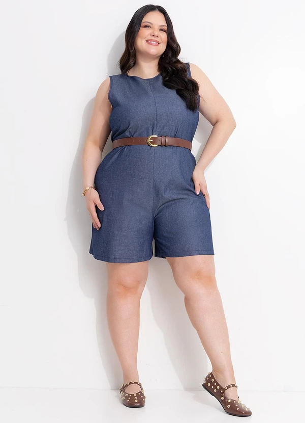 Marguerite - Macaquinho Azul Jeans Leve