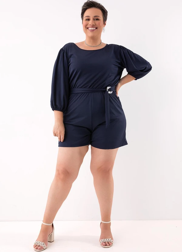 Marguerite - Macaquinho Azul Marinho em Malha de Poliéster 3