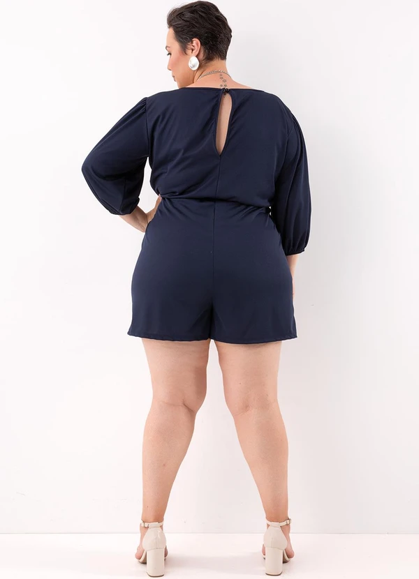 Macaquinho Azul Marinho em Malha de Poliéster - Marguerite