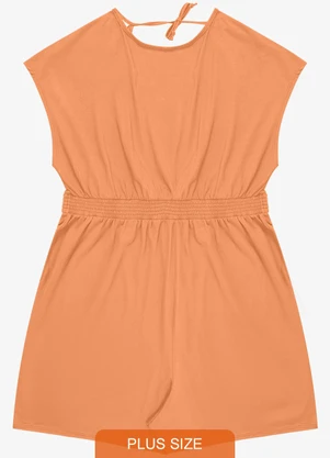 Infinita Cor - Macaquinho Feminino Malha Visco Laranja - INFINITA COR