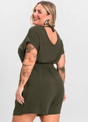 Infinita Cor - Macaquinho Feminino Malha Visco Verde - INFINITA COR