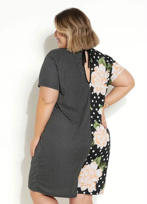 Marguerite - Macaquinho Floral e Poá com Mangas Plus Size 2