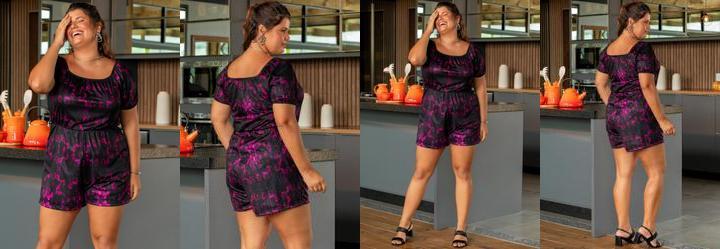 Macaquinho Floral em Jersey Acetinado