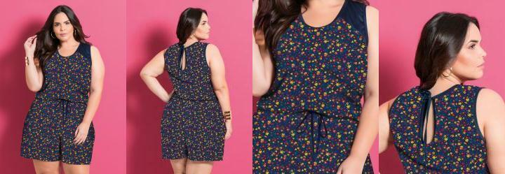 Macaquinho Floral Liberty Amarrao Plus Size