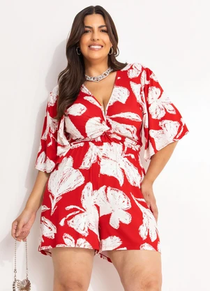 Marguerite - Macaquinho Floral Pincelado em Malha de Viscose - MARGUERITE