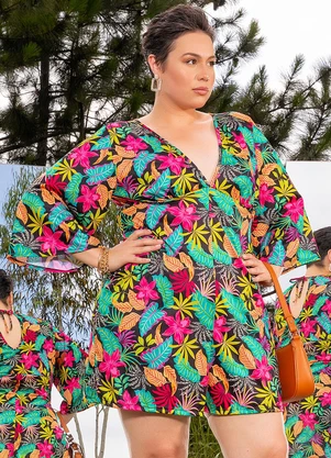 Marguerite - Macaquinho Floral Vibrante em Jersey Acetinado - MARGUERITE