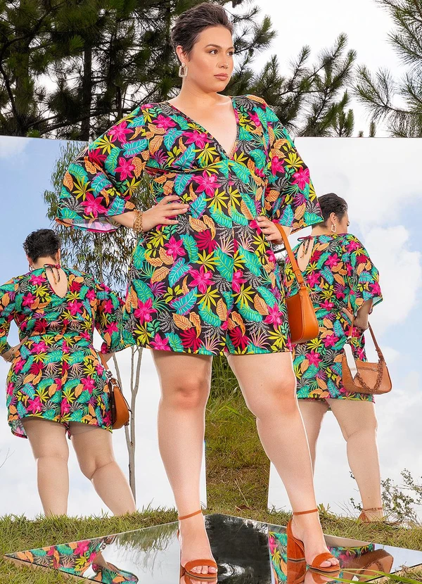 Marguerite - Macaquinho Floral Vibrante em Jersey Acetinado 3