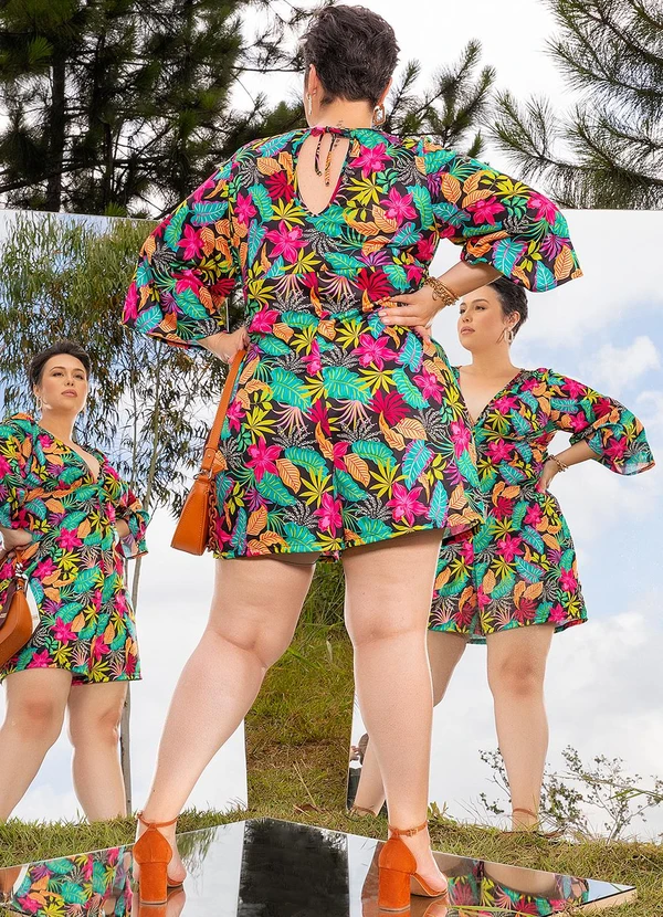 Marguerite - Macaquinho Floral Vibrante em Jersey Acetinado 4