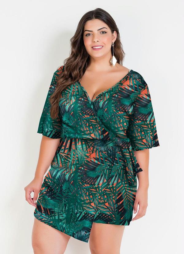 Marguerite - Macaquinho Folhagem Verde com Saia Plus Size 3