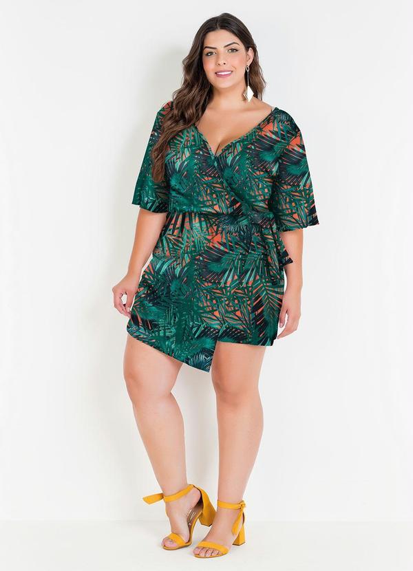Marguerite - Macaquinho Folhagem Verde com Saia Plus Size 6