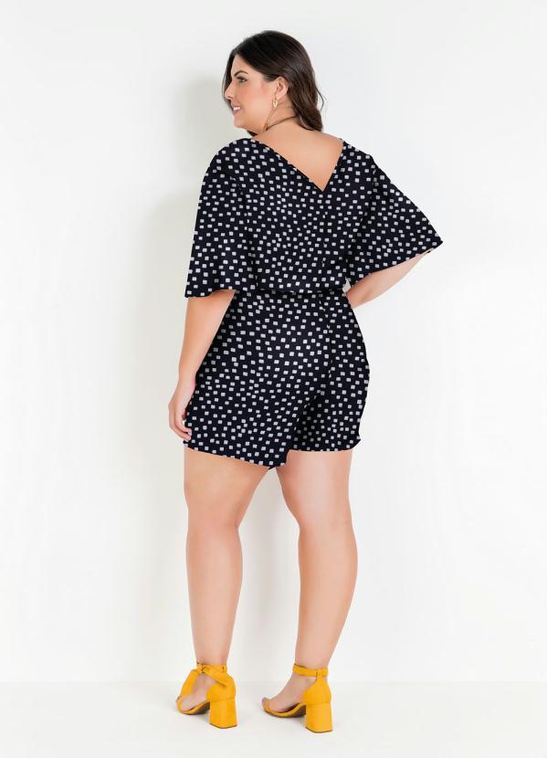 Marguerite - Macaquinho Geométrico Preto com Saia Plus Size 5