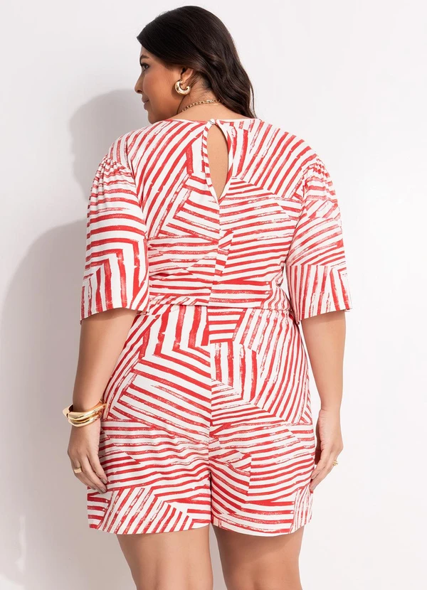 Marguerite - Macaquinho Listras Vermelha em Malha de Viscose 6